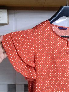 Chic Orange Polka Dot Top