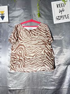 OLIVER  BLACK Sheer Zebra Print Top