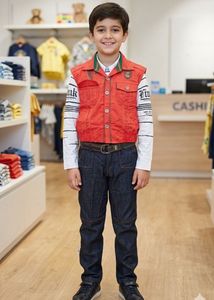 Stylish Boys Red Vest and Denim Jeans Set