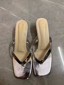 Stylish Silver Block Heel Sandals