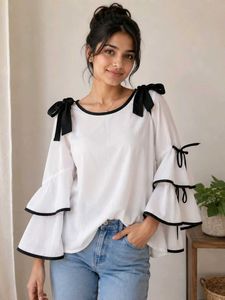 Chic White Bell Sleeve Top
