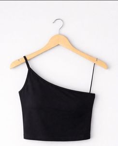 Black One-Shoulder Crop Top