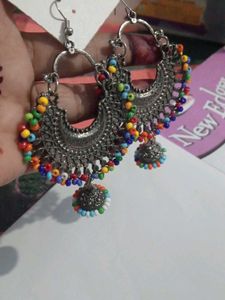 Boho Multicolor Beaded Jhumka Earrings