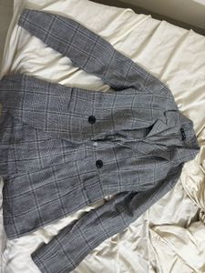 Plaid Double-Breasted Blazer