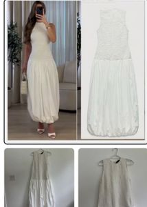 NEW ZARA Chic White Textured Sleeveless Dress