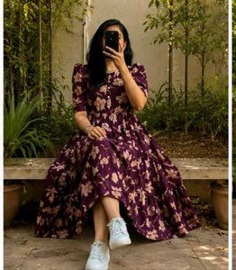 Beautiful Floral Print Maxi Dress_All size