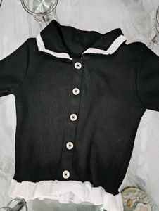 Black & White Collared Cardigan