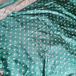 Dark Green Banarasi Saree