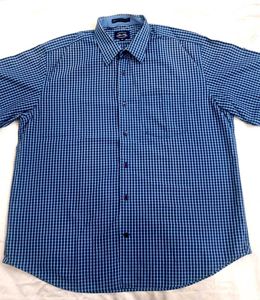 Men's Blue Checkered Button-Down Shirt