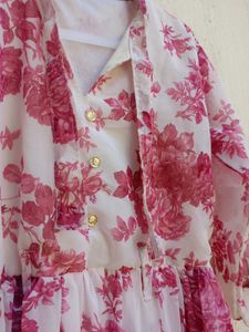 Pretty Pink Floral Long Dress / Frock