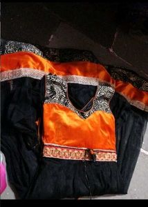 Elegant Orange & Black Lehenga Choli Set