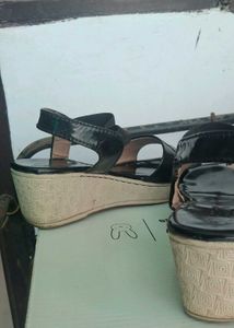 Black Wedge Sandals