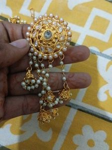 Ethnic Pearl &amp; Gold Tone Bahubali Earrings