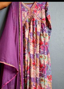Vibrant Floral Kurta Set with Dupatta
