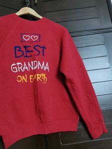 Women Red printed Cotton Sweatshirt