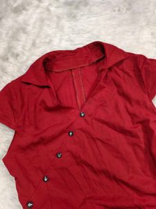Chic Red Button-Up Top