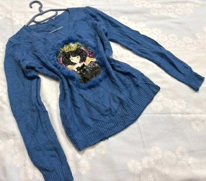 🎁Pinterest Blue Sweater with Design O