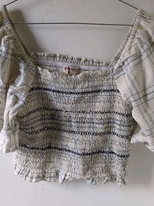 Smocked Square Neck Crop Top