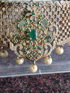 CZ &amp; Emerald Stone Necklace Or Choker