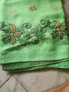 Beautiful Green Pista Colour Saree