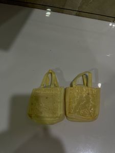 Set of 2 Cute Yellow Mini Tote Bags