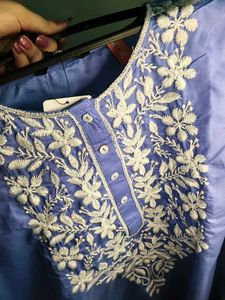 pinterest Blue Cotton embroidery Kurta