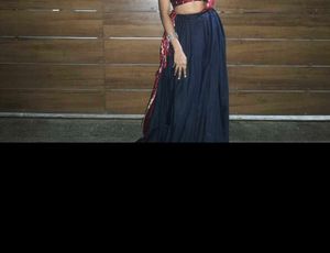 navratri flared black skirt