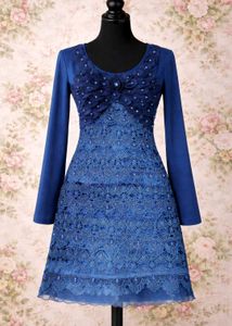 Elegant Blue Lace Dress and Black Shimmer D