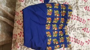 Blue Elephant Print Drawstring Pouch