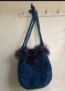 Bohemian Teal Faux Fur Trimmed Hobo Bag