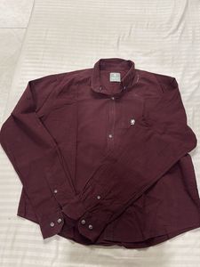 Burgundy Long Sleeve Button-Down Shirt