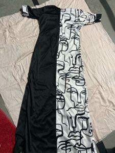 Abstract Face Print Maxi Dress
