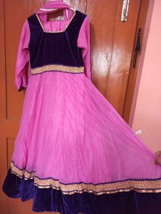 Pink &amp; Purple Anarkali Suit