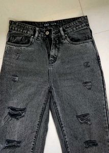 Distressed Black Denim Jeans