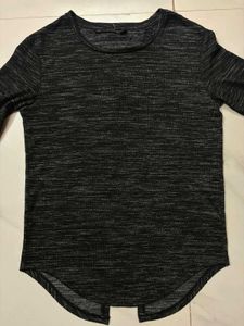 Marled black Grey Long Sleeve Top