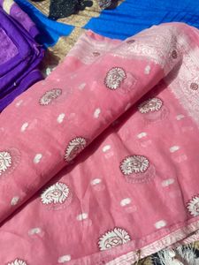 Pink Cotton Saree with Blouse
