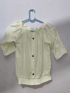 Off-Shoulder Button-Up Blouse
