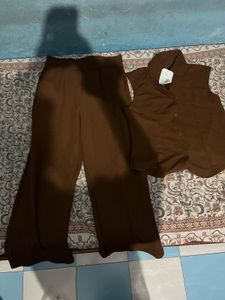 Brown Sleeveless co krd set with Matching Pants