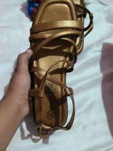 Stylish Gold Flat Sandals