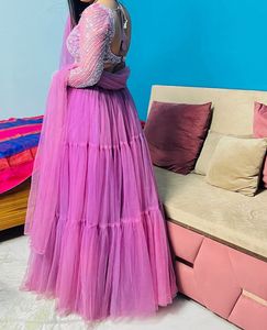 Stunning Pink Tiered Lehenga Choli Set