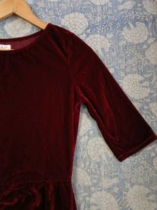 Velvet Midi Dress - Burgundy