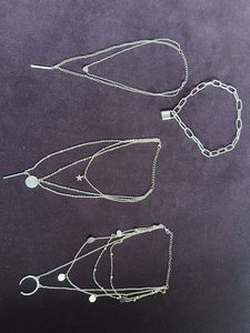 Silver Layered Chain Necklace Set