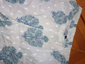 White &amp; Blue Floral Kurta Set 38 size