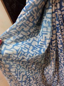 Blue &amp; White Printed Saree
