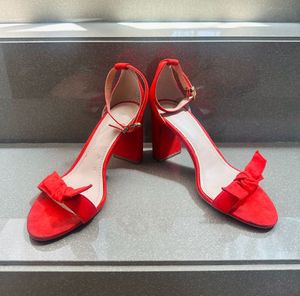 Red Strappy Block Heels