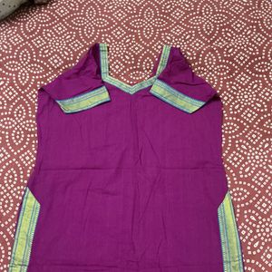 Purple Kurta Set with Blue Pants