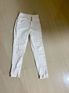 High Waisted White Skinny Jeans