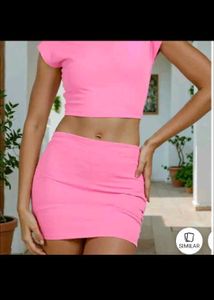 Vibrant Pink Crop Top &amp; Mini Skirt Set