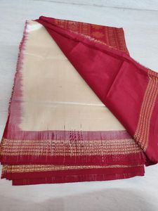 Elegant Red Saree with Gold Weaving