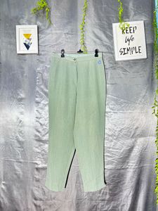 Mark&spencer Light Green Striped Trousers